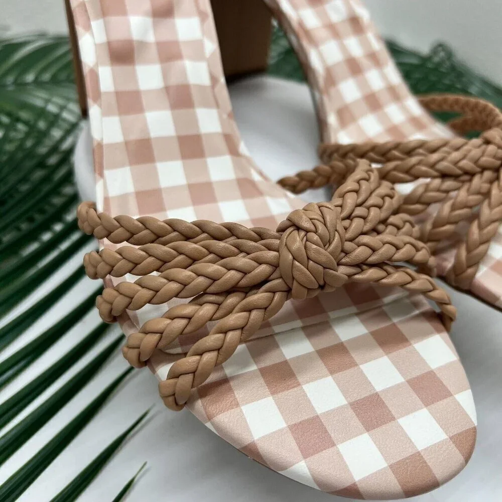 Draper James Elisa Tan Braided Open Toe Ankle Strap Dress Sandals Size 10 NWB